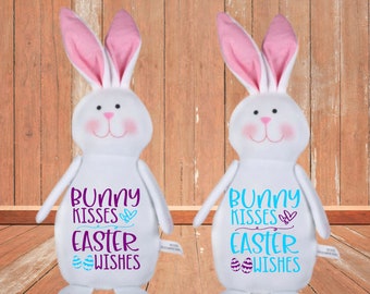 Bunny Kisses Easter Wishes Plush Easter Bunny | Easter Basket Bunny | Kids Easter Basket Stuffer | Plush Easter Rabbit | Can Be Personalized