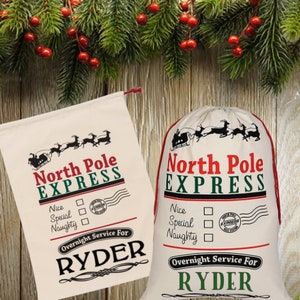 Personalized Santa Sack | North Pole Express Santa Sack | Christmas Gift Sacks | Santa Gift Bags | Holiday Gift Sack | Quantity Discount