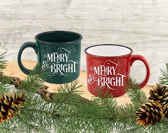 Merry & Bright | Christmas Mug | Holiday Mug | Campfire Mug | Holiday Gift