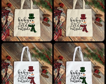 Baby It's Cold Outside Tote | Christmas Totes | Holiday Totes | Snowman Tote Bags | Christmas Bags | Snowman Bags| Gifts for Her