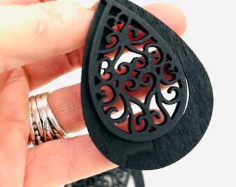 Black wood earrings