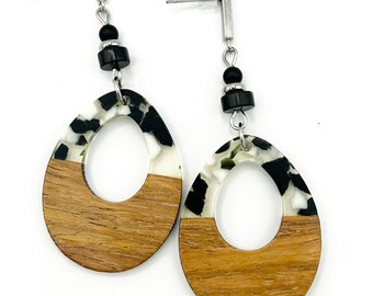 Resin and wood earrings