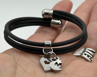 Bracelet for women with heart and moon charms (I love you to the moon)