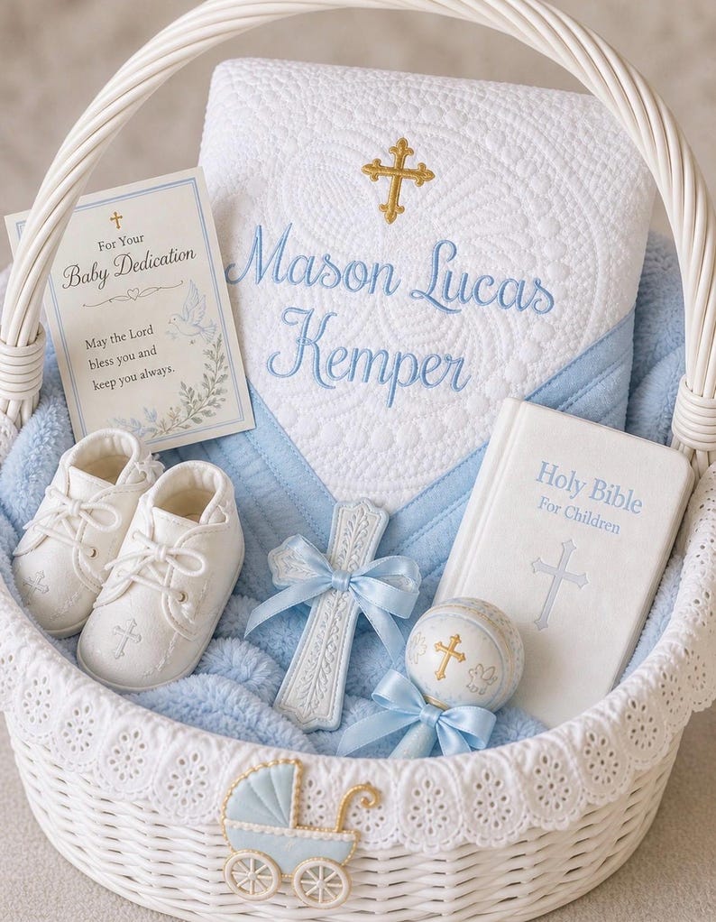 Baptism/dedication/christening Quilt Baby Shower Gift Monogrammed Baby ...