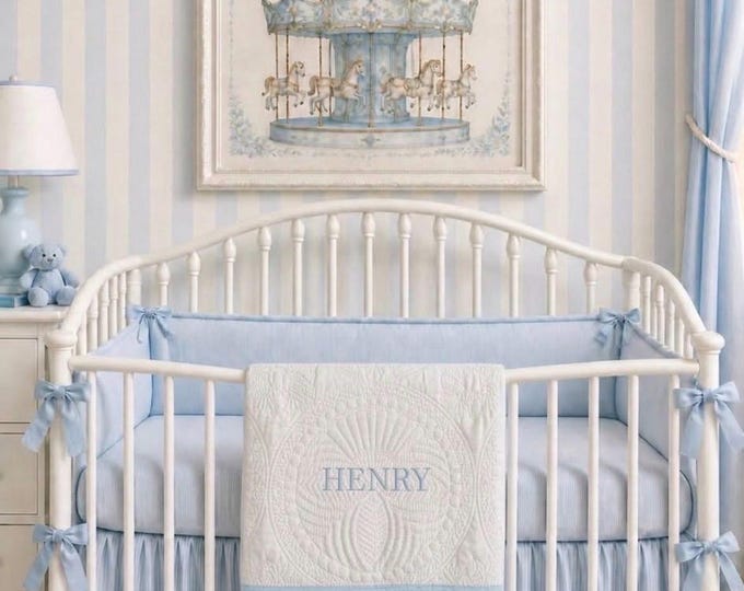 Personalized Baby Quilt: Embroidered Name, Heirloom Blanket (36" x 45") Shower Sprinkle Gift Newborn Custom