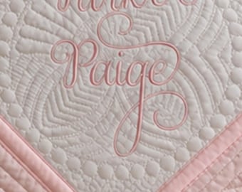 Personalized Baby Quilt: Monogrammed Heirloom Blanket, Nursery Decor, Newborn Sprinkle Shower