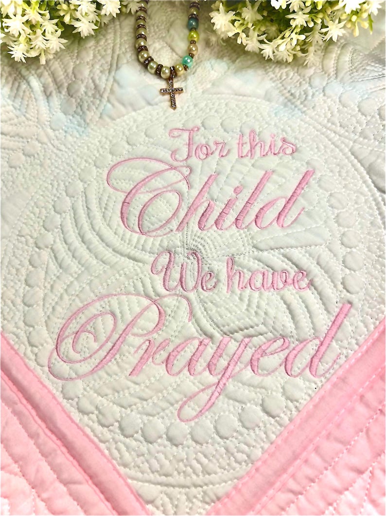 Baptism/Dedication/Christening Quilt Baby Shower Gift Monogrammed Baby Blanket Elegant Cross image 9