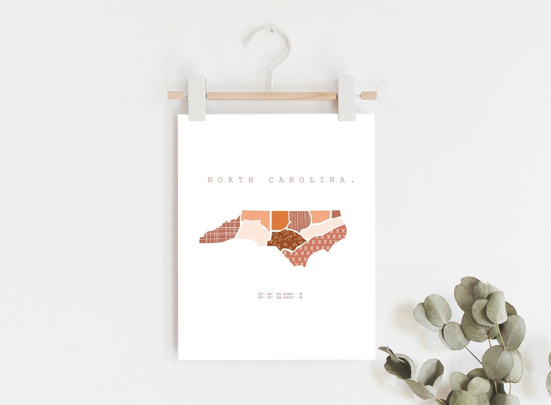 Abstract North Carolina Map Print / State Map / North Carolina NC USA ...