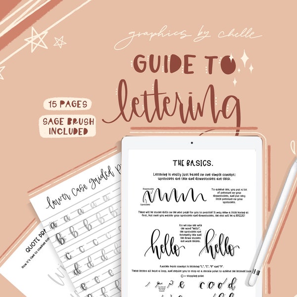 Digital Download Guide to Lettering Workbook / Lettering Practice Worksheets / Hand lettering practice/ Digital practice sheets