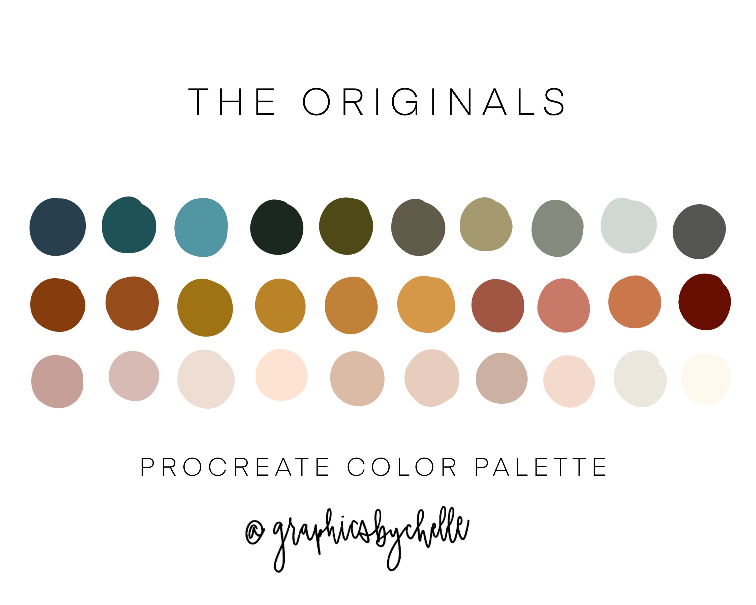 THE ORIGINALS color palette / procreate / swatches / color palette / iPad /  iPad Pro
