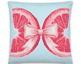 Almofada decorativa com estampa de fatias de frutas cítricas em aquarela, almofada quadrada, almofada de destaque, almofada lombar, almofada para sofá.