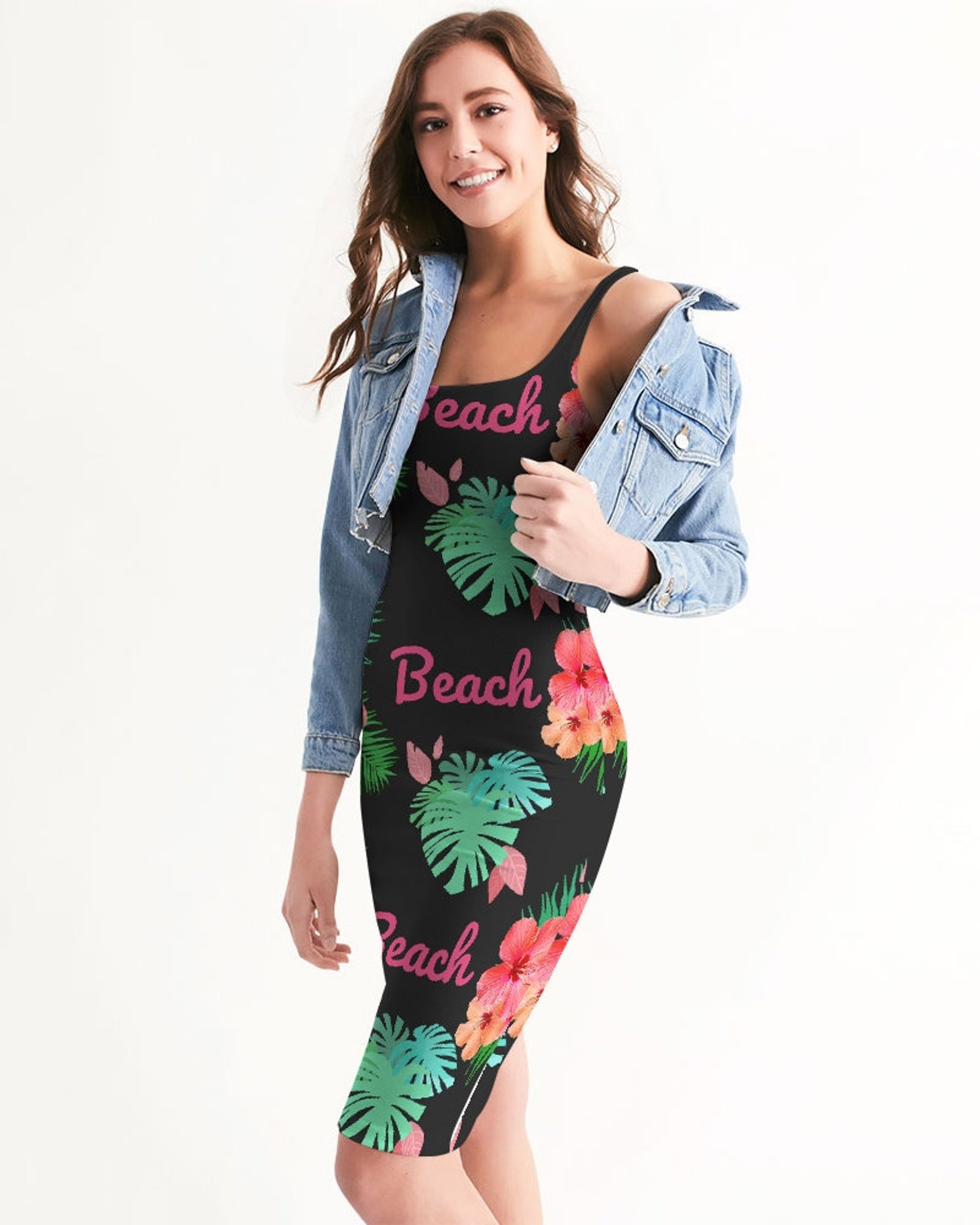 Summer Dress Tropical Print Dress Black Dress Floral Print Etsy