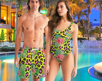 Matching Swimsuits, Animal Print Matching Swimsuits, Tropical Couples Swimwear, Matching Swimwear, Swimsuits for Couples, Couples Swimsuits
