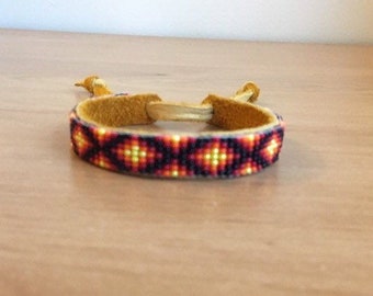 Black, Red, Orange and Yellow Loom-Beaded Bracelet