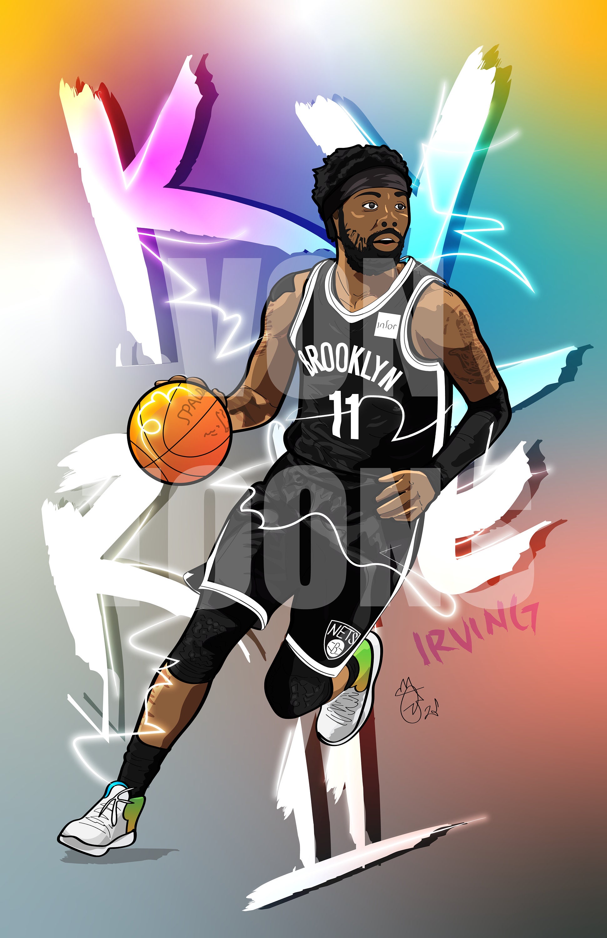 Kyrie Irving Brooklyn Nets Illustration Digital Download | Etsy