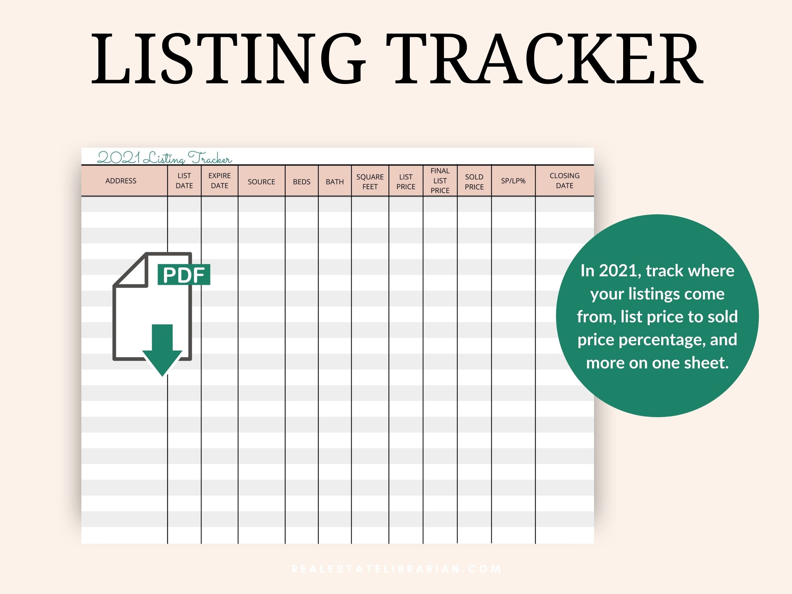 2021 Real Estate Listing Tracker Real Estate Business Etsy