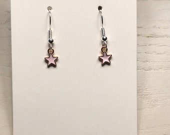 Pendientes estrella rosa