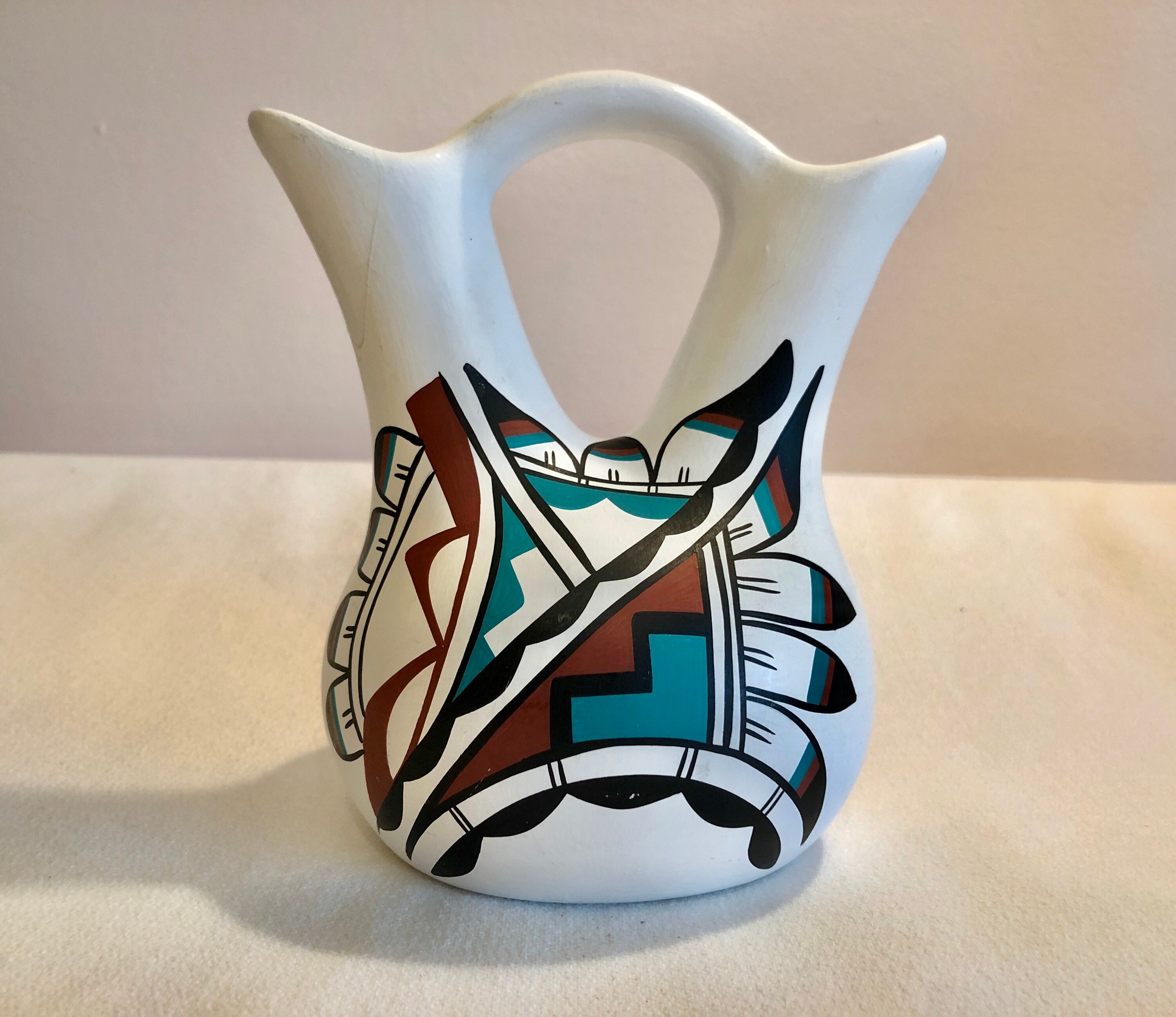 Native American B Tosa Jemez Wedding Vase Hand Painted Pottery Etsy