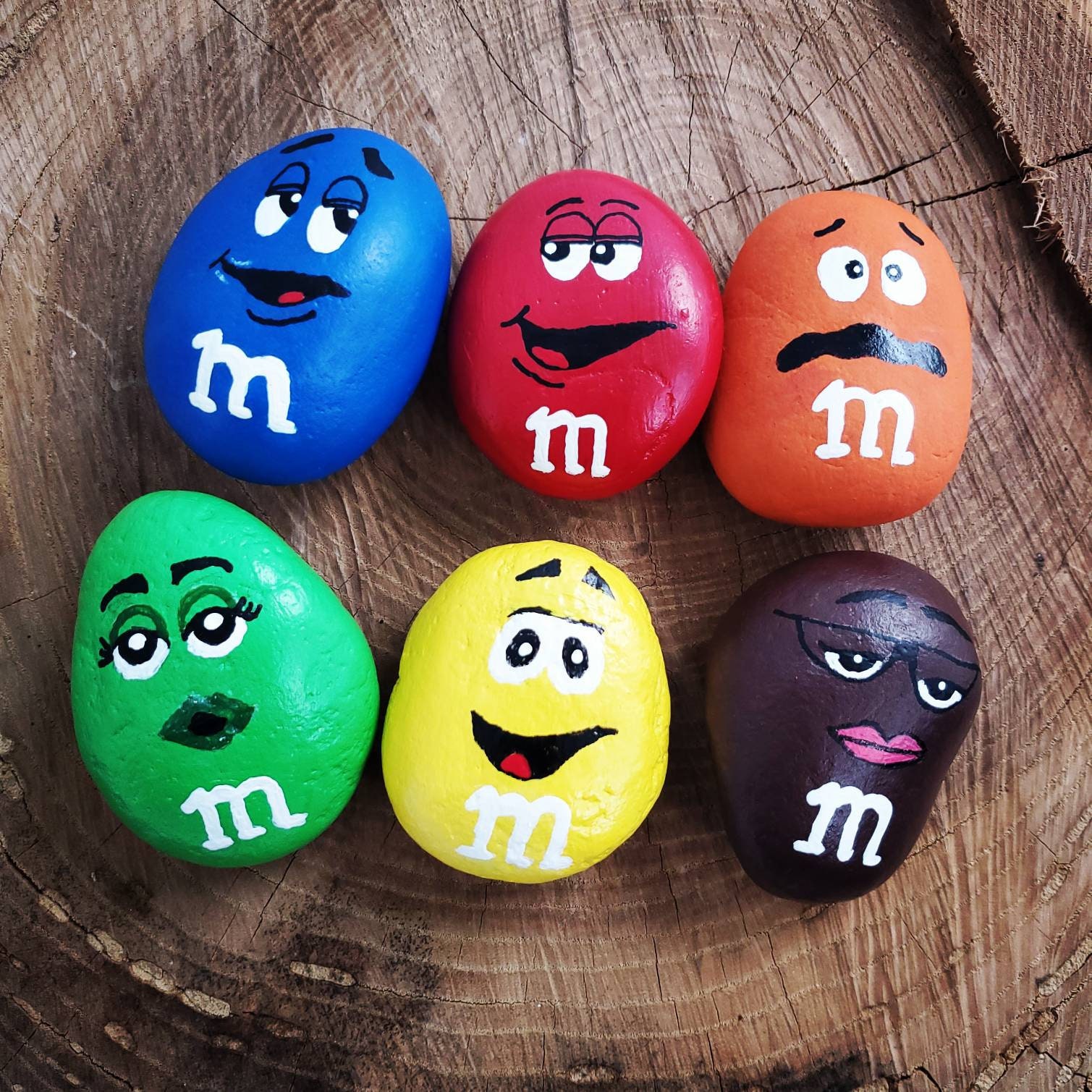 M&Ms Character Painted Rocks 6 Rocks Etsy
