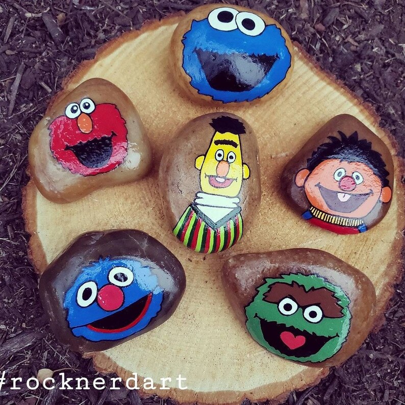 Seasame Street Character Painted Rocks- All 6 - Etsy