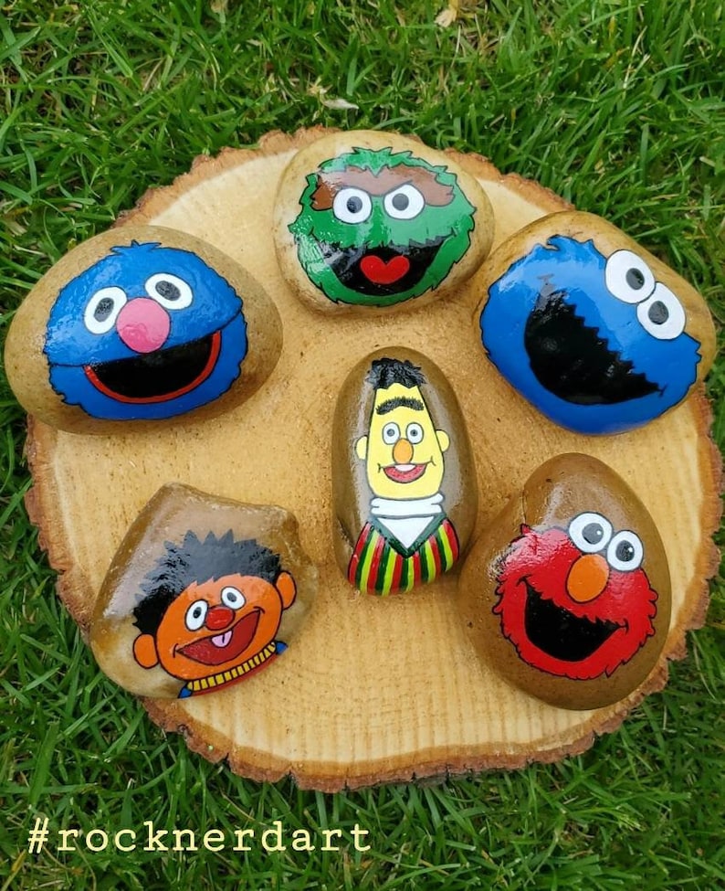 Seasame Street Character Painted Rocks- All 6 - Etsy