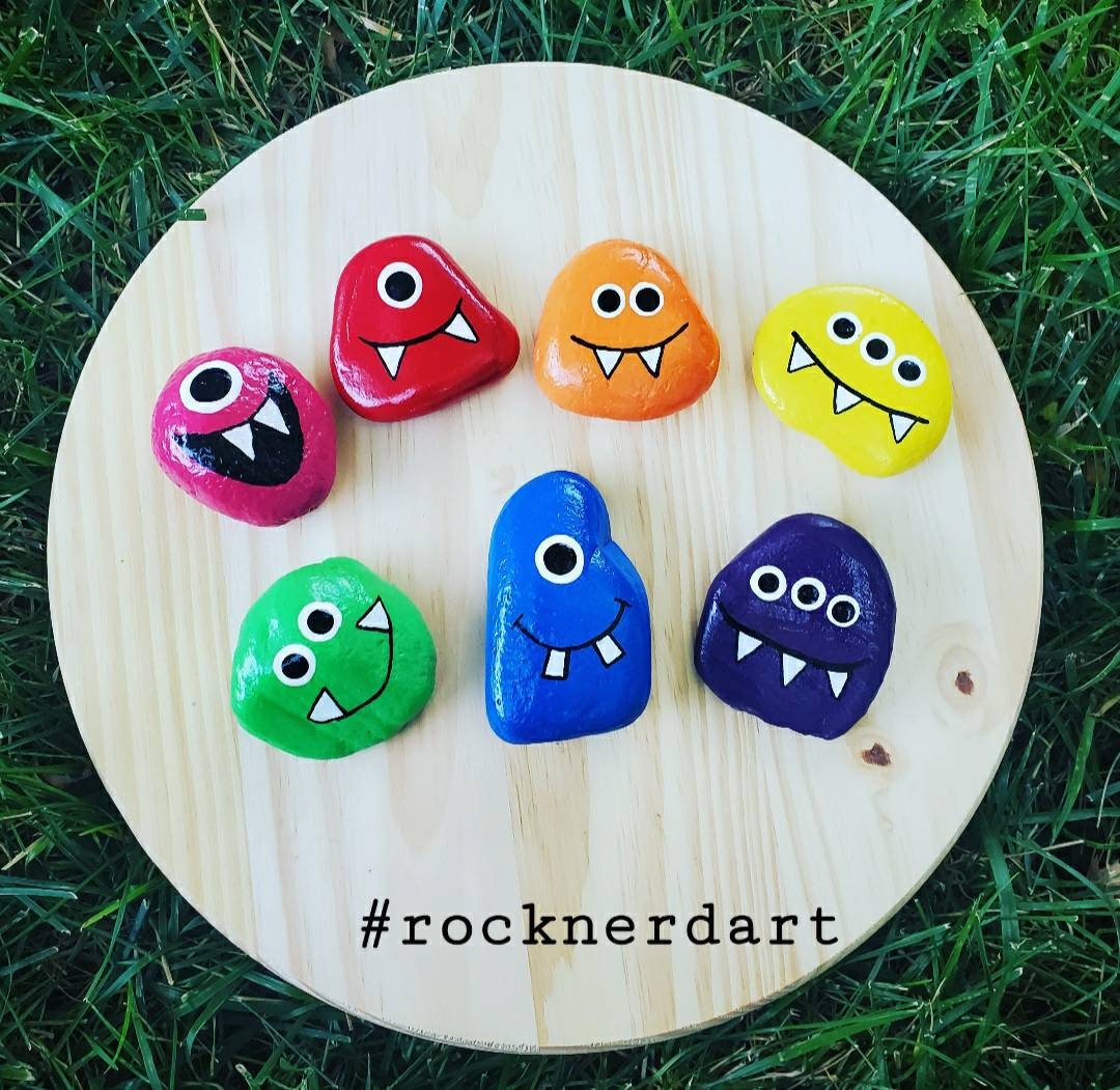 Painted Color Monster Rocks - Etsy UK