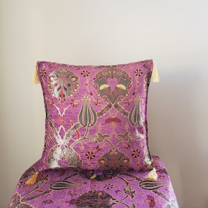 purple color chenille pillow, boho decor, velvet flower pillow cover, decorative pillow 17x17 inch, flower cushion cover, housewarming gift