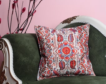 Ikat Pillow Cover, Velvet Pillowcase, Modern Home Decor, Silk Ikat Cushion Cover, Throw Pillow, 17x17 Decoratief kussen, Housewarming Gift