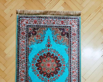 turkish chenille prayer rug, luxury prayer mat, silk design meditation rug, floral velvet prayer rugs for muslim, sejadah for men, gift for