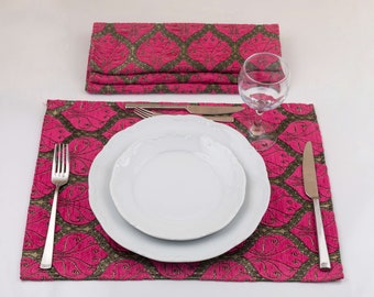 Placemat for Dining Room, Personalized Table Mat, Peacock Design Placemat, Table Linens, Kitchen Room Set of 4, Housewarming Gift