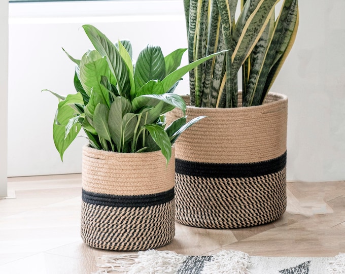 Jute Basket Planter Etsy
