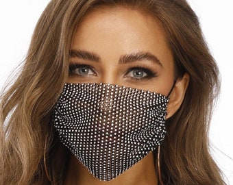 Rhinestone Face Mask Etsy