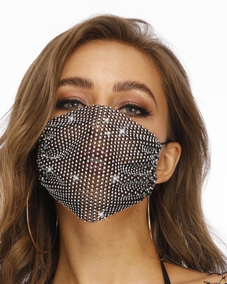 Rhinestone Face Mask/bling Mask/crystal Face Mask/top Quality Etsy