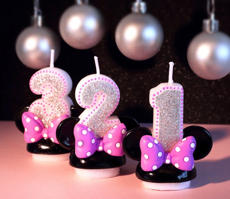 Number1 Minnie Mouse Birthday Candle1st Birthday Candles Etsy