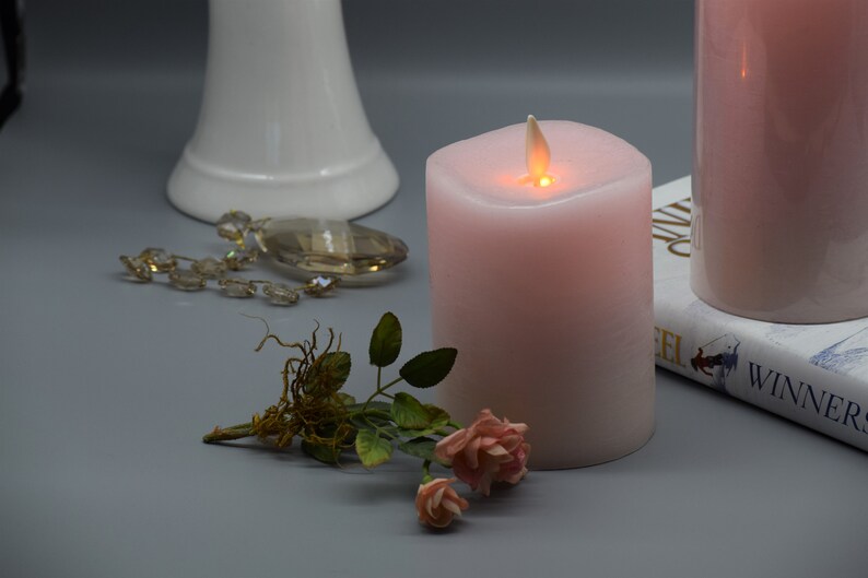 Wave Pink Flameless Candle Flickering real Wax Pillars & Etsy