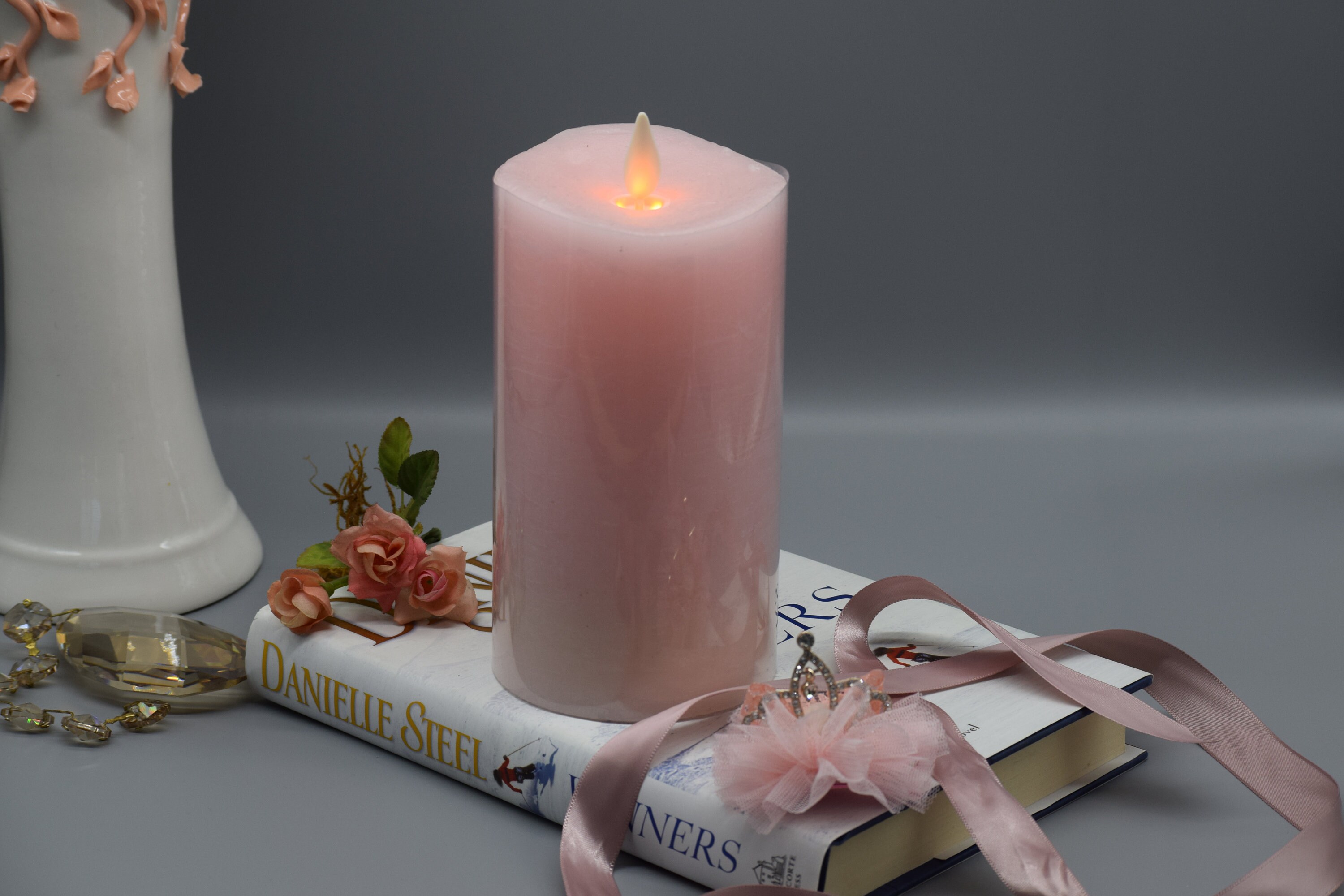 Wave Pink Flameless Candle Flickering real Wax Pillars & Etsy