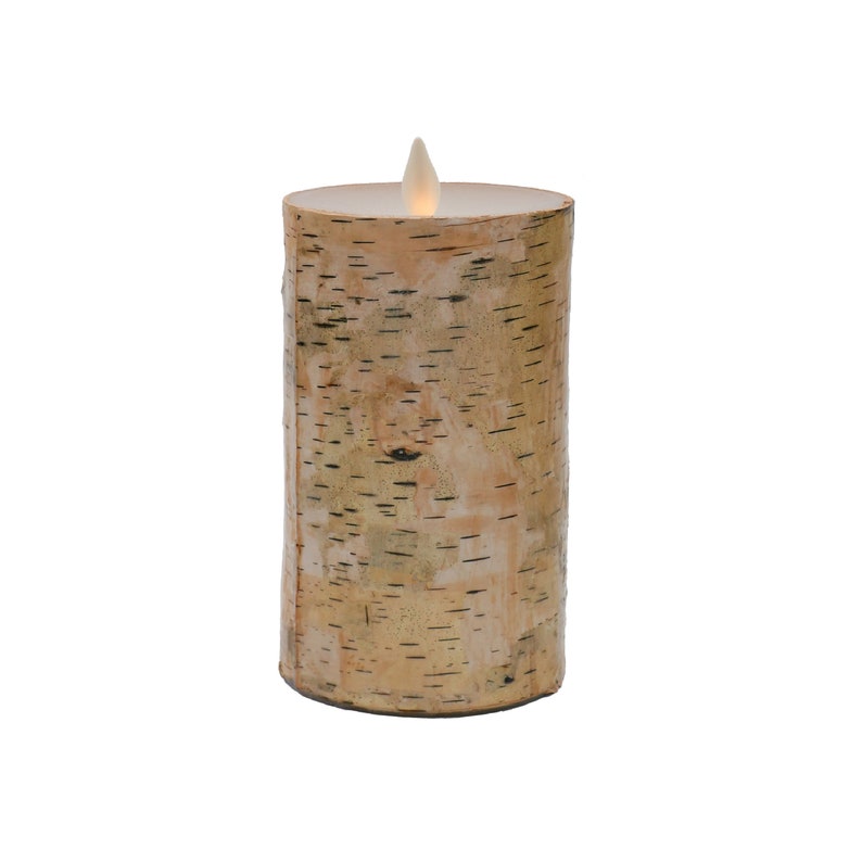 Real Birch Bark Flameless candle Flickering Battery Etsy