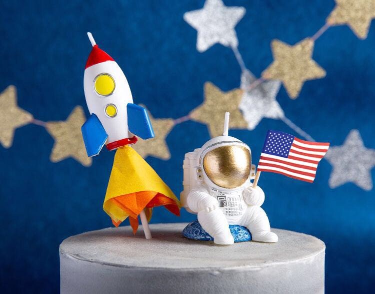 Astronaut and Rocket Birthday Candles ,Cake Toppers