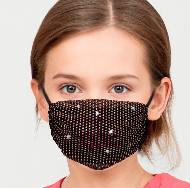Kids Rhinestone Face Mask/kids Sparkle Face Mask/kids Toddlers Etsy