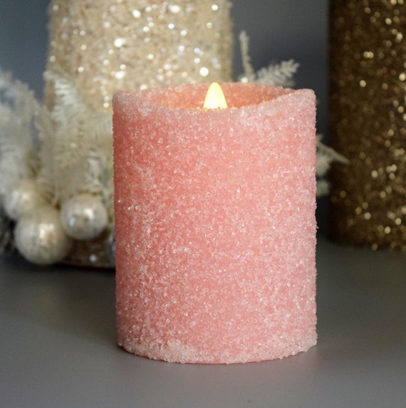 Flameless Gold Glitter Candle Pillar w/ Flame-Effect, Luminara in 2023