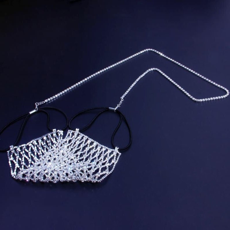Rhinestone Mask Chain/ Bling Face Mask Holder /silver Etsy