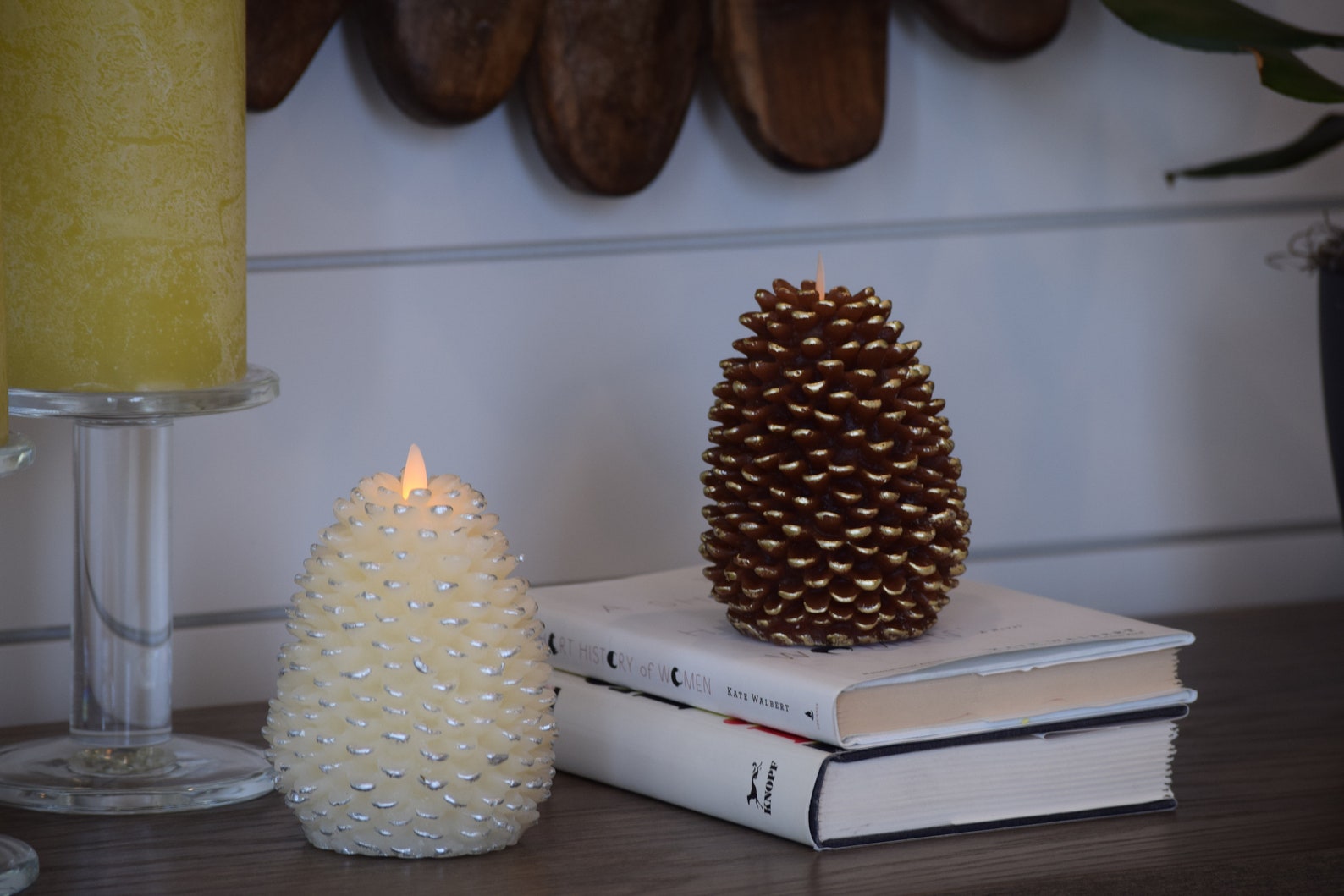 Brown Pine Cone Flameless Candles Flickering 4 X Etsy UK