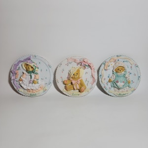 Cherished Teddies 1994 Priscilla Hillman wall plaque set of 3