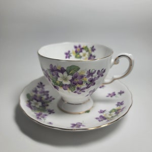 Royal Tuscan Fine Bone China Woodland Violet Tea Cup and Saucer Set.