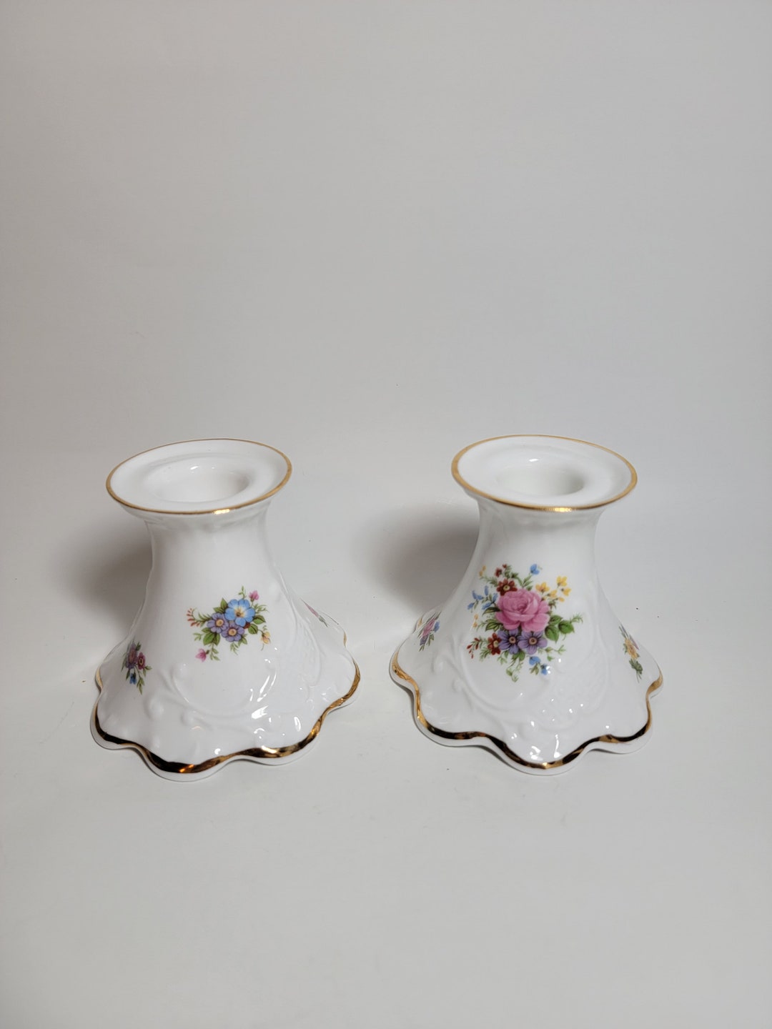 Queen's Fine Bone China England Rosina China Co Ltd Estd 1875 Candlesticks Set of 2 Etsy
