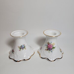 Queen&#39;s Fine Bone China England Rosina China Co Ltd   Estd 1875 candlesticks set of 2
