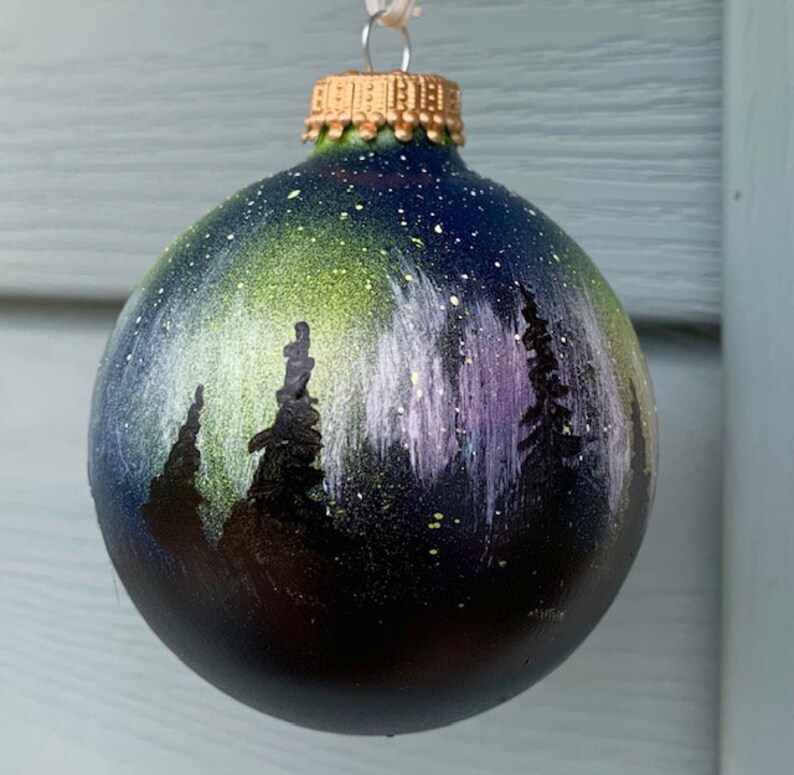 Northern Lights Christmas Ornamentsglass Etsy