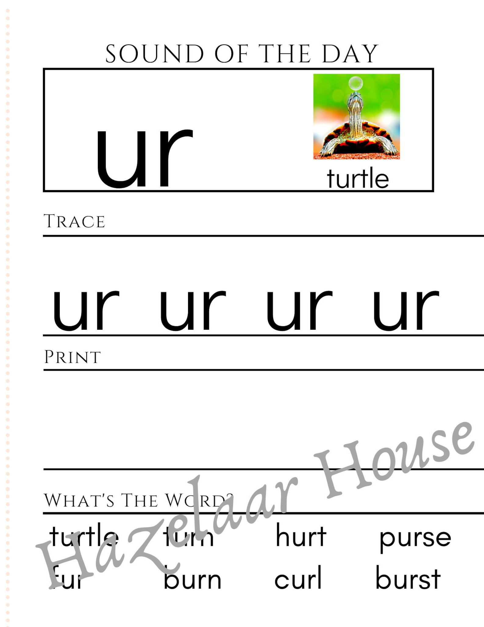 Ur Phonics Worksheets Homeschool Learning Resource Ages Etsy