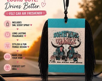 Something in the Orange Felt Car Air Freshener, Western Decor, Rearview Mirror Accessory
