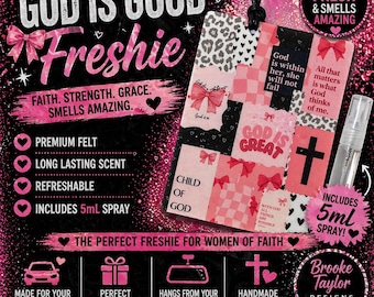 Faith Felt Freshie, Christian Car Air Freshener, Pink Patchwork Rearview Mirror Decor